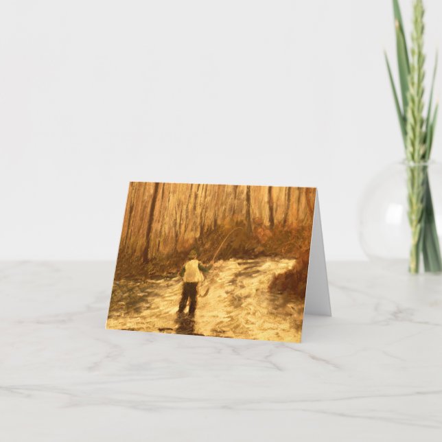 Tarjeta de felicitación plegada para pesca de mosc (Anverso)