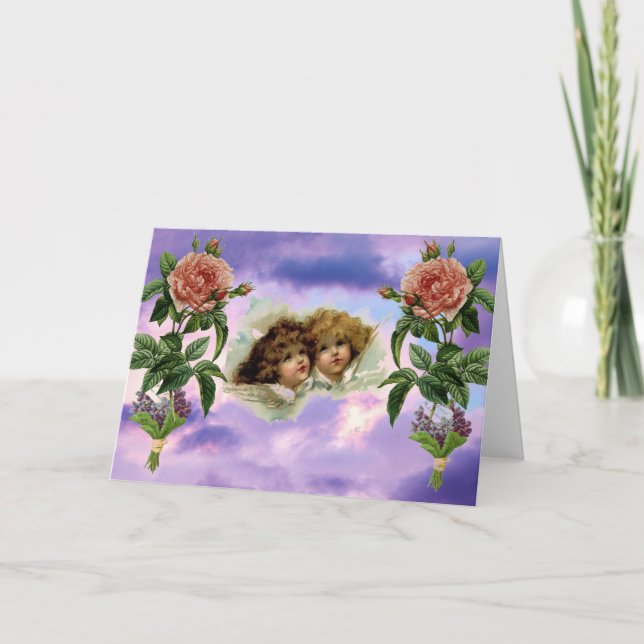 Tarjeta de felicitación plegada para ROSAS CUPID (Anverso)
