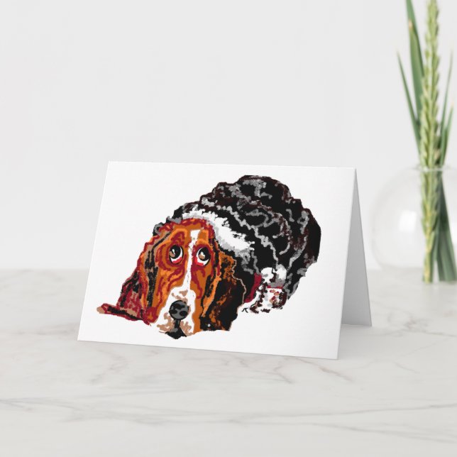 Tarjeta de felicitación plegada : PERRO DE HOUND B (Anverso)
