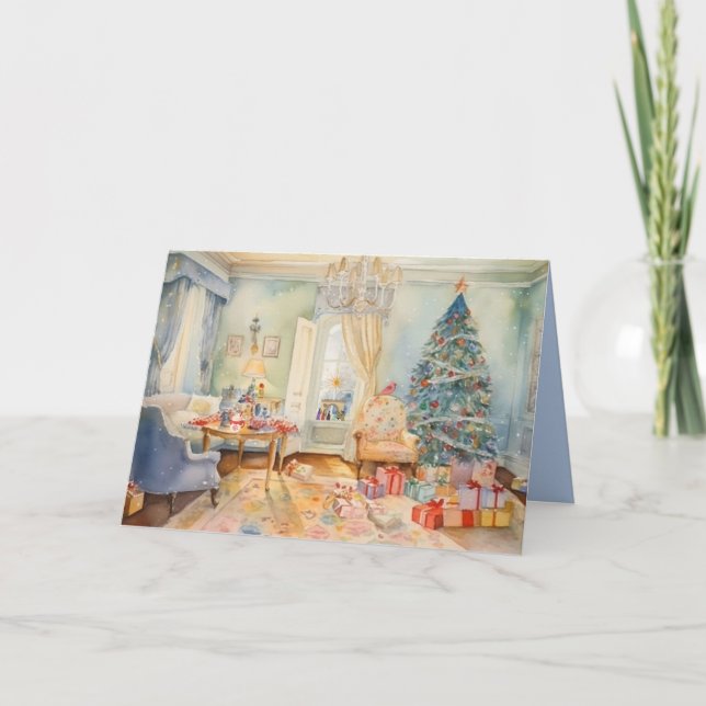 Tarjeta de felicitación plegada por la mañana para (Anverso)