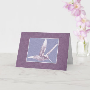 Tarjeta de felicitación plegada púrpura y blanca
