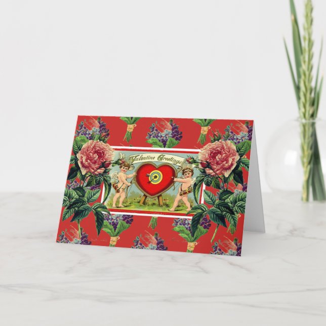 Tarjeta de felicitación plegada RETRO CUPID EL DÍA (Anverso)