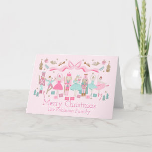 Tarjeta de felicitación plegada rosada del ballet