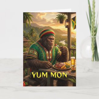 Tarjeta de felicitación plegada Sasquatch jamaican