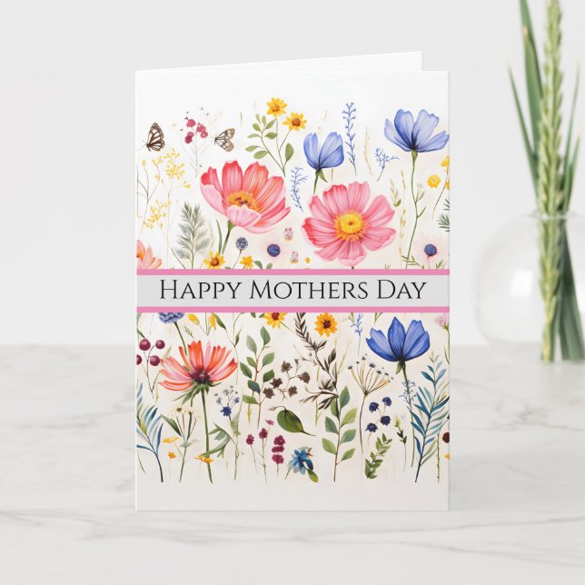 Tarjeta de felicitación plegada simple de flor sil (Anverso)