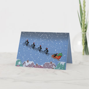 Tarjeta de felicitación plegada Sleigh Bicycles