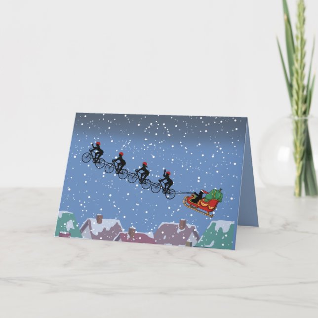 Tarjeta de felicitación plegada Sleigh Bicycles (Anverso)