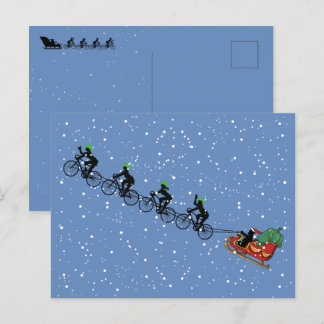 Tarjeta de felicitación plegada Sleigh Bicycles
