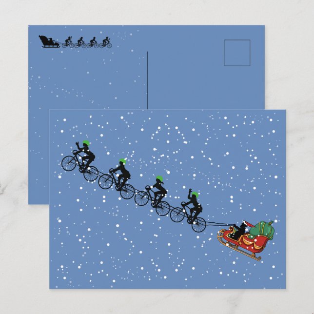 Tarjeta de felicitación plegada Sleigh Bicycles (Anverso / Reverso)