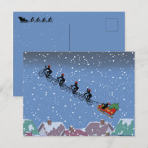 Tarjeta de felicitación plegada Sleigh Bicycles