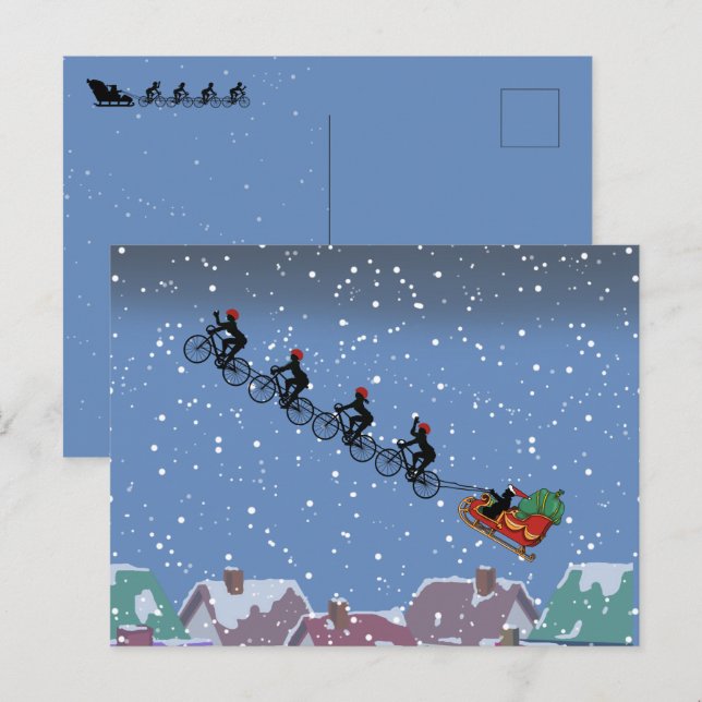 Tarjeta de felicitación plegada Sleigh Bicycles (Anverso / Reverso)