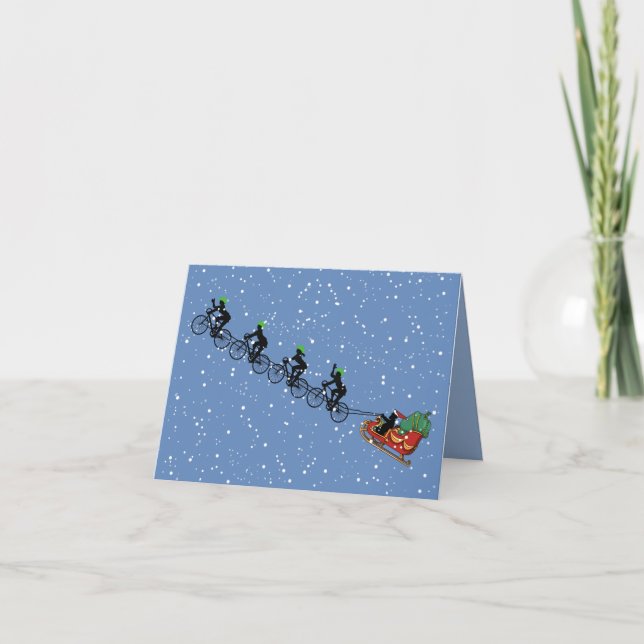 Tarjeta de felicitación plegada Sleigh Bicycles (Anverso)