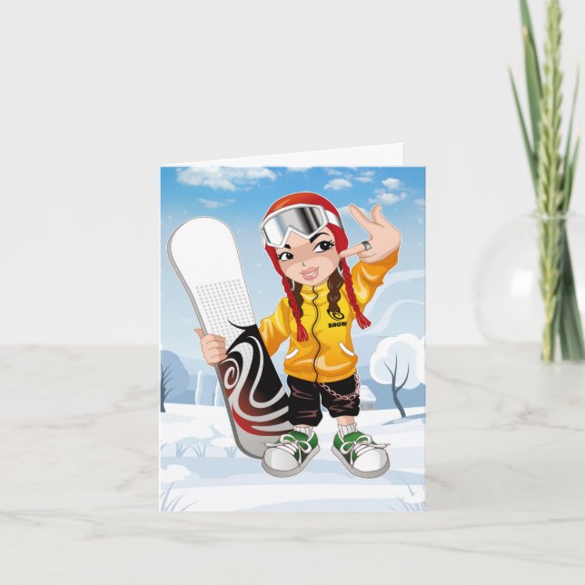 Tarjeta de felicitación plegada Snowboard (Anverso)