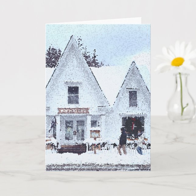 Tarjeta de felicitación plegada Snowy Vermont (Planta pequeña)