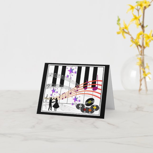 Tarjeta de felicitación plegada Sock Hop Nostalgia (flor amarilla)