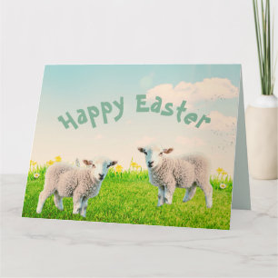 Tarjeta de felicitación plegada Spring Lambs Easte
