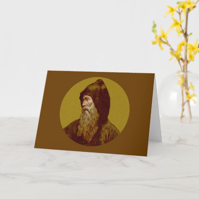 Tarjeta de felicitación plegada St. Cyril the Monk (flor amarilla)