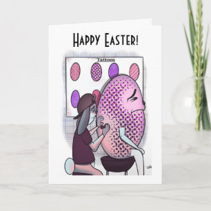 Tarjeta de felicitación plegada Tattoos Easter