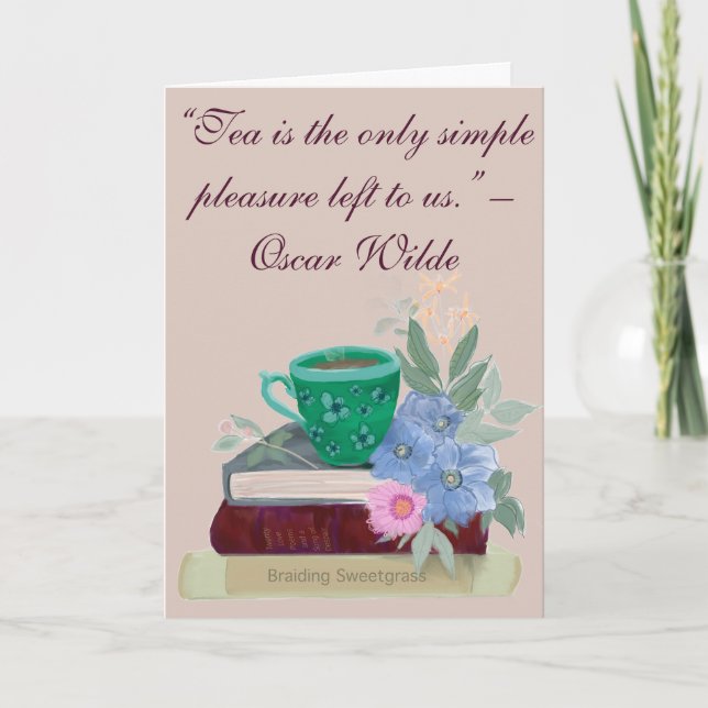 Tarjeta de felicitación plegada Teacup Joy (Anverso)
