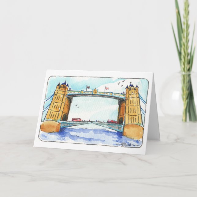 Tarjeta de felicitación plegada Tower Bridge Londo (Anverso)