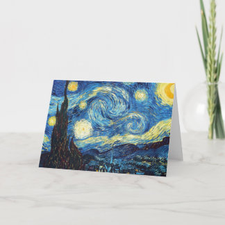Tarjeta de felicitación plegada Van Gogh Starry Ni