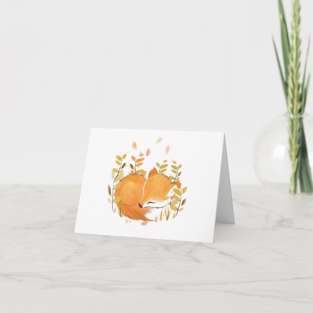 Tarjeta de felicitación plegada Woodland Fox Blank (Anverso)