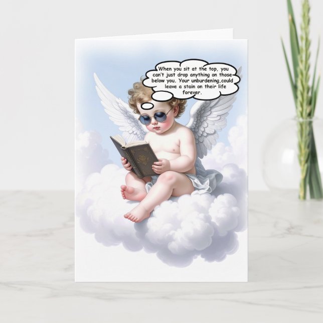 Tarjeta de felicitación poética de cherub para la  (Anverso)