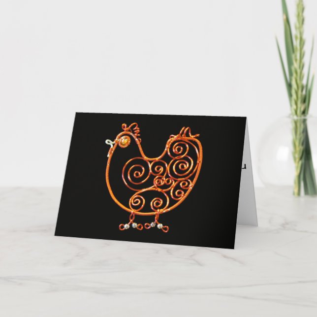 Tarjeta de felicitación - pollo del alambre (Anverso)