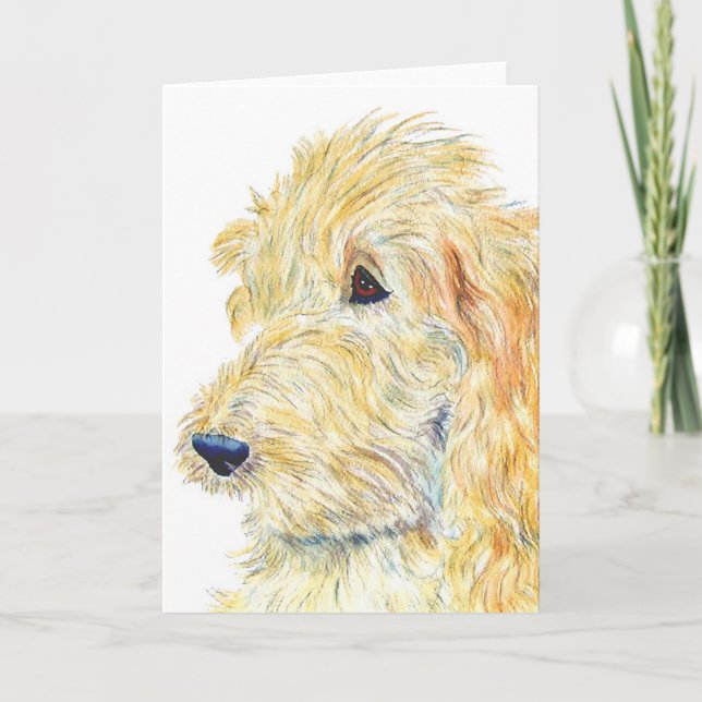 Tarjeta de felicitación poner crema de Labradoodle (Anverso)