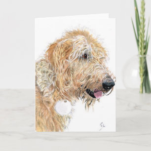 Tarjeta de felicitación poner crema de Labradoodle