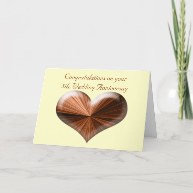 Tarjeta de felicitación por 5º aniversario de boda (Anverso)