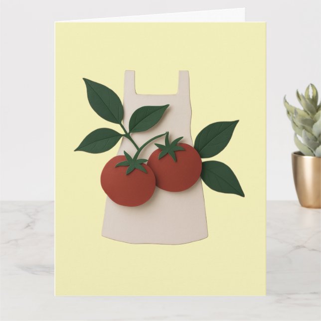 Tarjeta de felicitación por comida de tomate y apr (Planta pequeña)