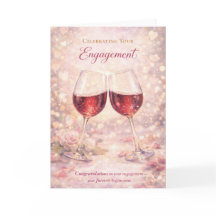 Tarjeta de Felicitación por Compromiso - Copas de