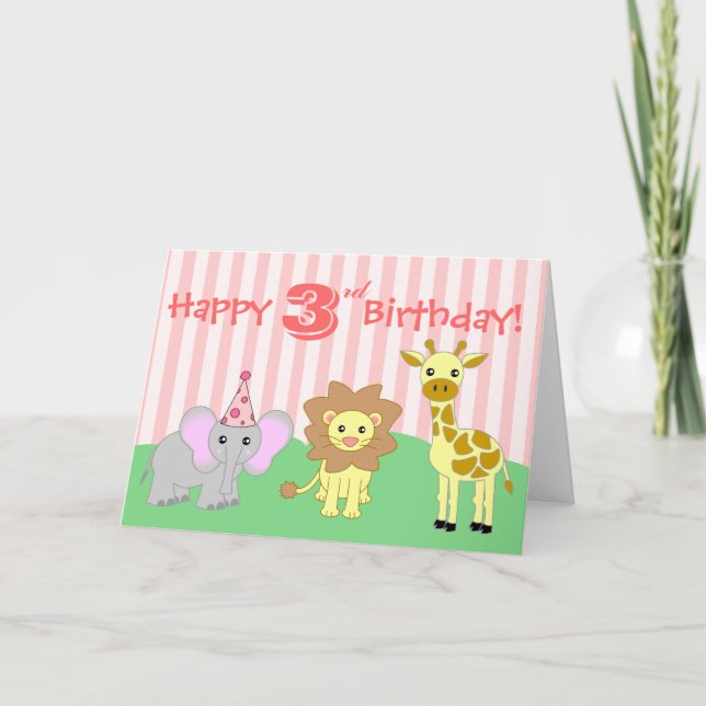 Tarjeta de felicitación por cumpleaños - Animales  (Anverso)