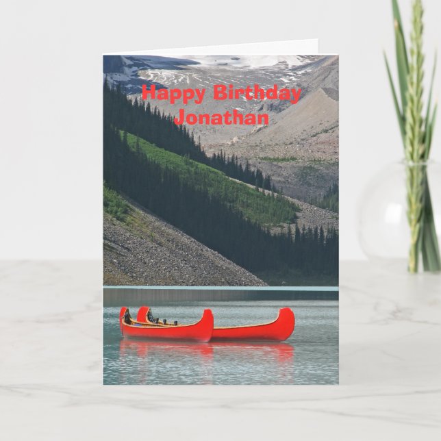 Tarjeta de felicitación por cumpleaños, canoas de  (Anverso)