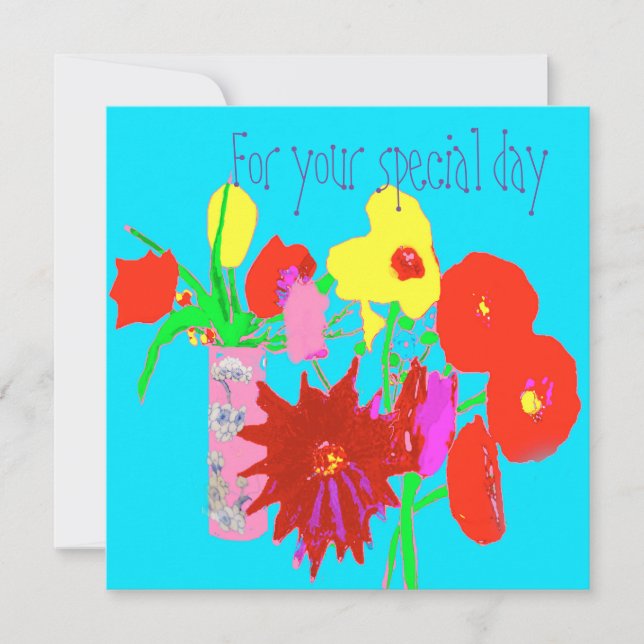 Tarjeta de felicitación por cumpleaños con flores  (Anverso)