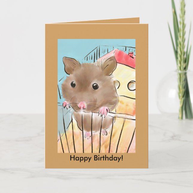 Tarjeta de felicitación por cumpleaños con Hamster (Anverso)