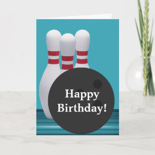 Tarjeta de felicitación por cumpleaños de boliche