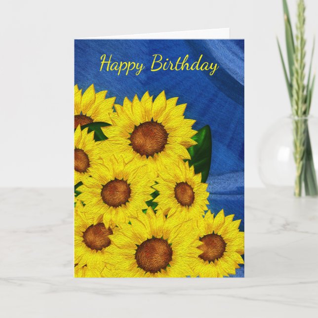 Tarjeta de felicitación por cumpleaños de girasol  (Anverso)
