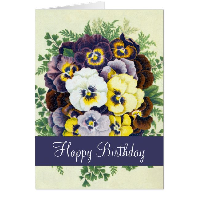 Tarjeta de felicitación por cumpleaños de Pansies (Frente)