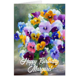 Tarjeta de felicitación por cumpleaños de Pansies