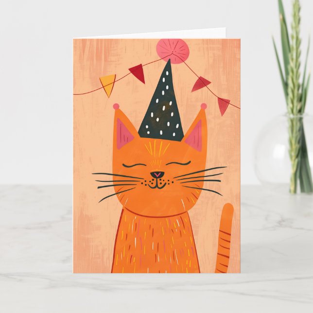Tarjeta de felicitación por cumpleaños del naranja (Anverso)