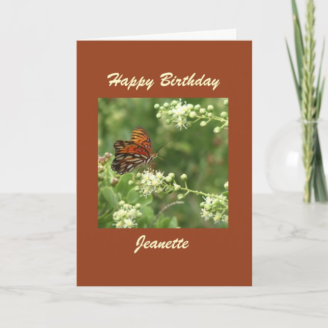 Tarjeta de felicitación por cumpleaños, mariposa,  (Anverso)
