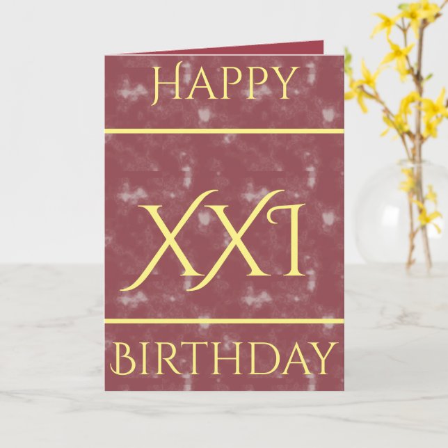 Tarjeta de felicitación por cumpleaños número 21 d (flor amarilla)