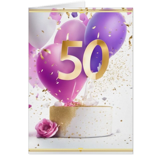 Tarjeta de felicitación por cumpleaños número 50 d (Frente)