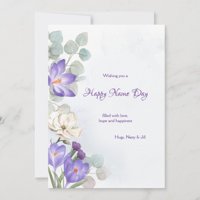 Tarjeta de felicitación por el día del crocus de p (Anverso)