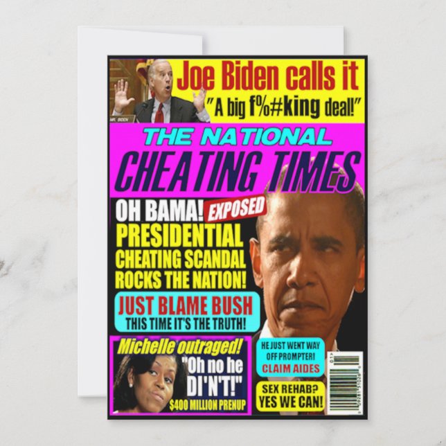 Tarjeta de felicitación por escándalo de Obama (Anverso)