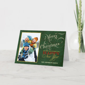 Tarjeta de felicitación por foto retro de navidad