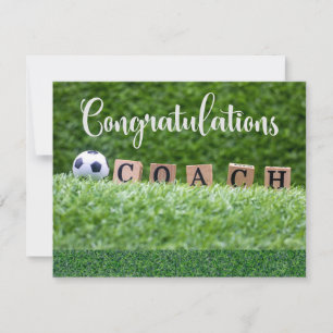 Tarjeta de felicitación por fútbol para entrenador