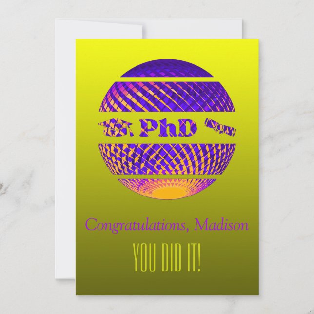 Tarjeta de felicitación por graduación de doctorad (Anverso)